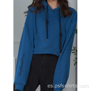 Sudaderas con capucha de diseño corto con color sólido